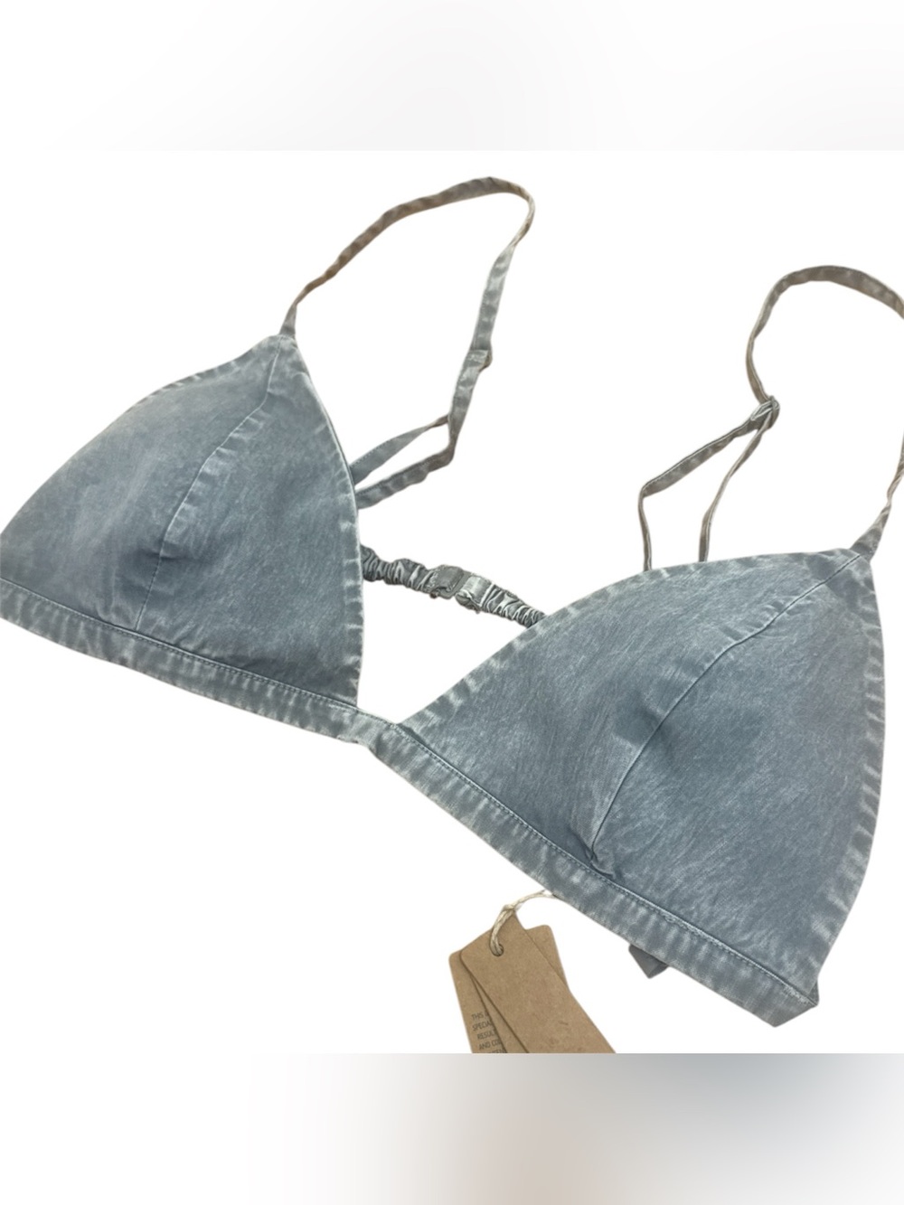 NWT Skims - Woven Lounge Light Gray Triangle Bralette Pacific Denim Small
